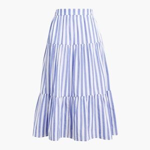 J Crew Tiered Striped Skirt Size L with pockets!